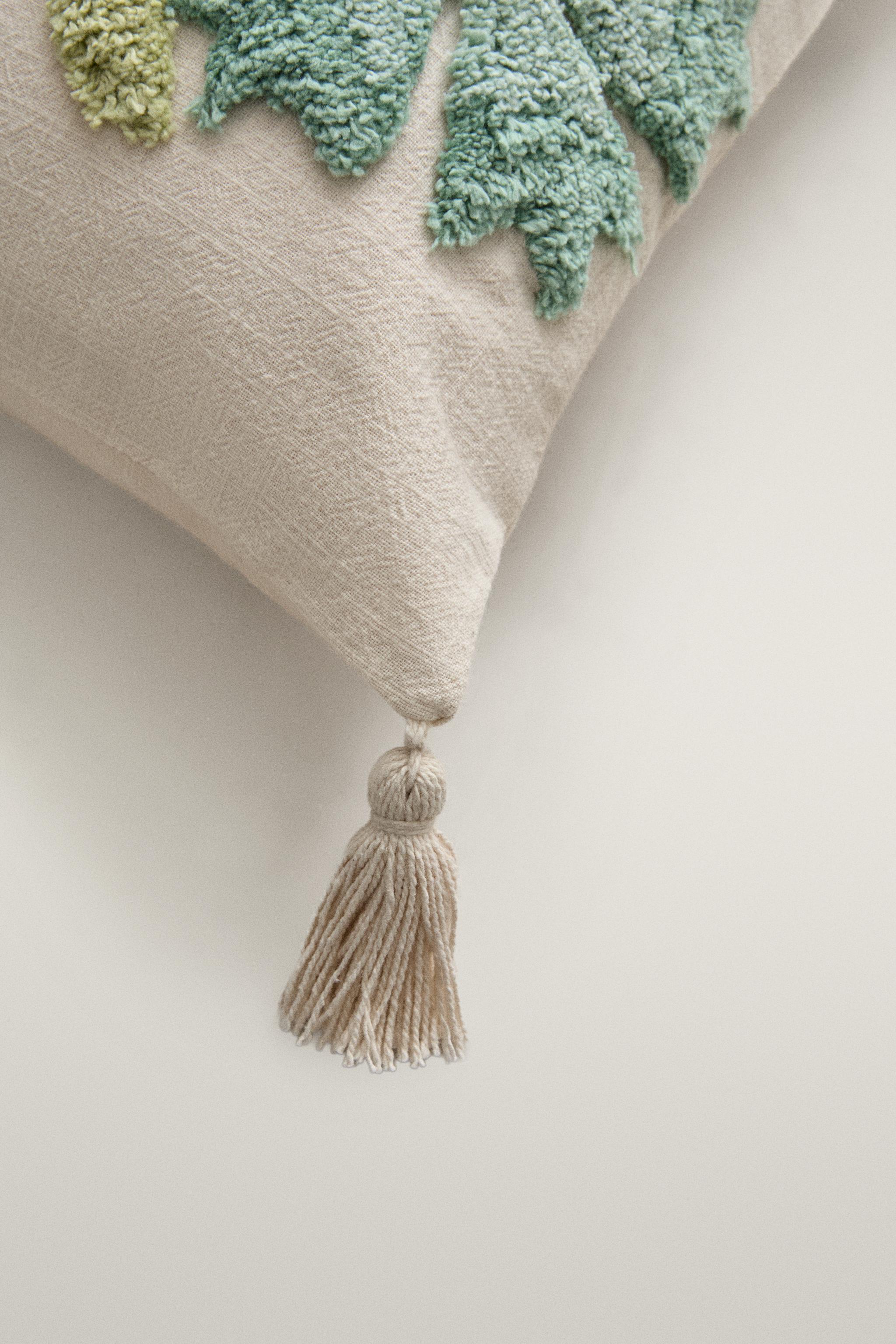 TUFTING THROW PILLOW COVER — Turquoise