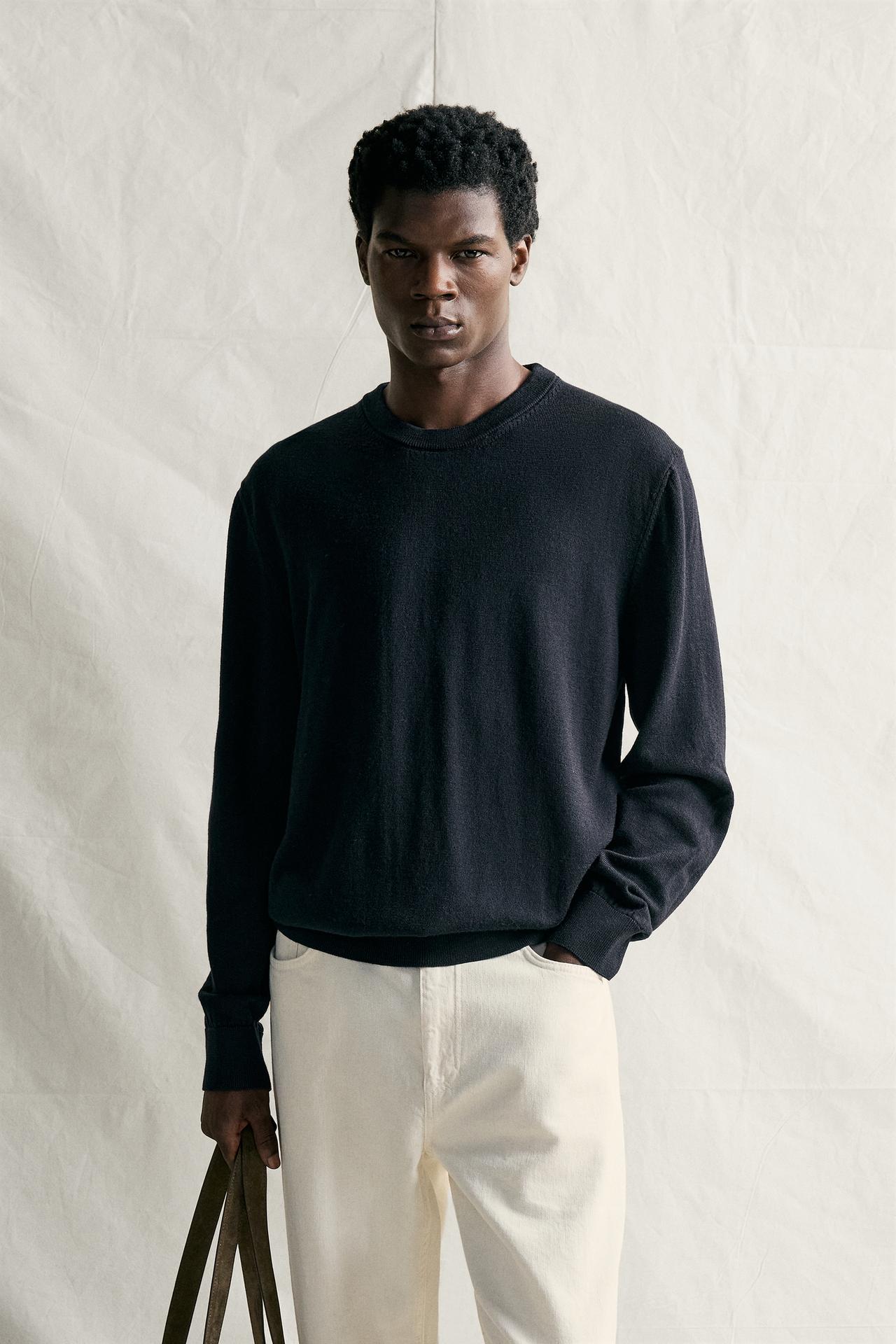 100% WOOL REGULAR FIT JUMPER — Navy blue