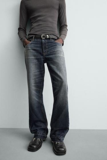 STRUCTURED bell bottom JEANS - Navy / White by Zara