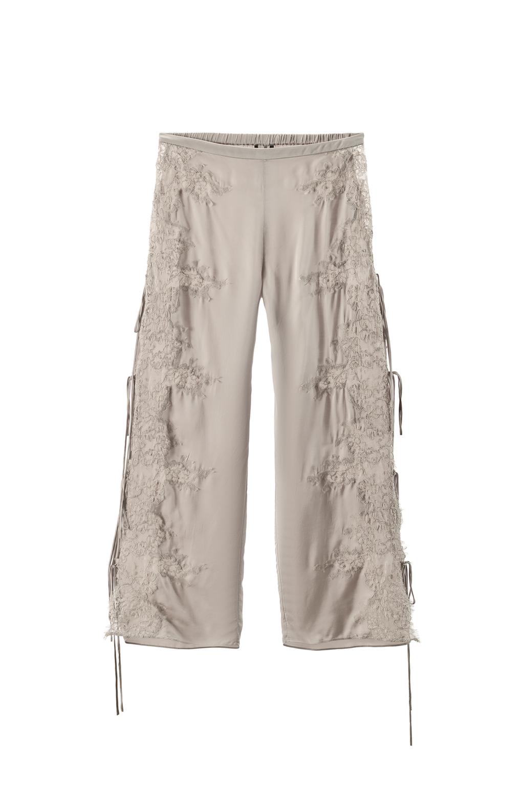 SATIN EFFECT LACE PANTS WITH VENTS - image 3