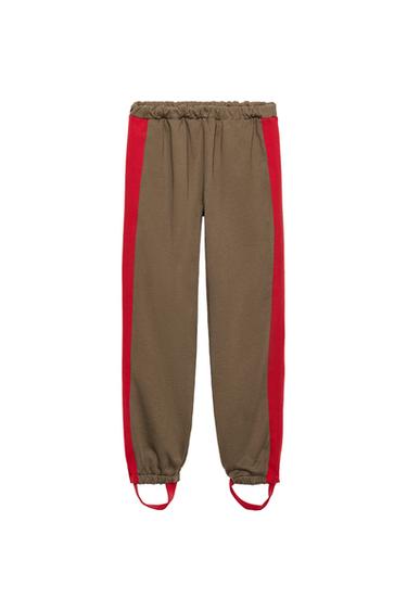 Zara 側條紋踩腳長褲 - 暗灰褐色