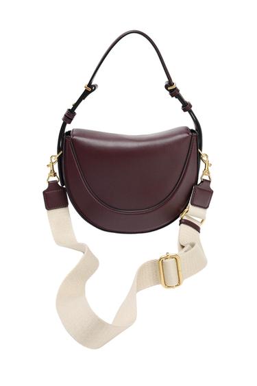 Zara FLAP CROSSBODY BAG - Burgundy Red