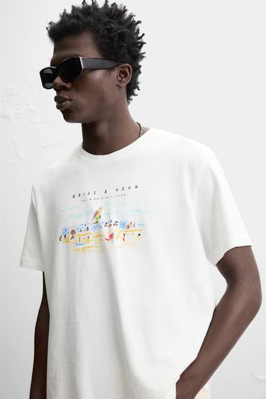 CONTRAST PRINT T-SHIRT - Oyster-white by Zara