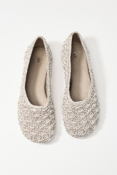 Zara BRAIDED BALLET FLATS - Beige