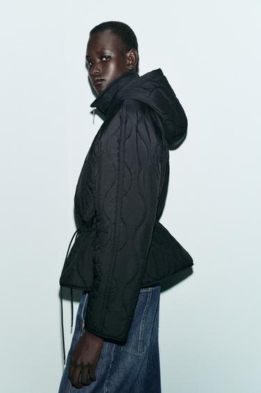 BLOUSON REMBOURRÉ À CAPUCHE - Noir de Zara - Image 2