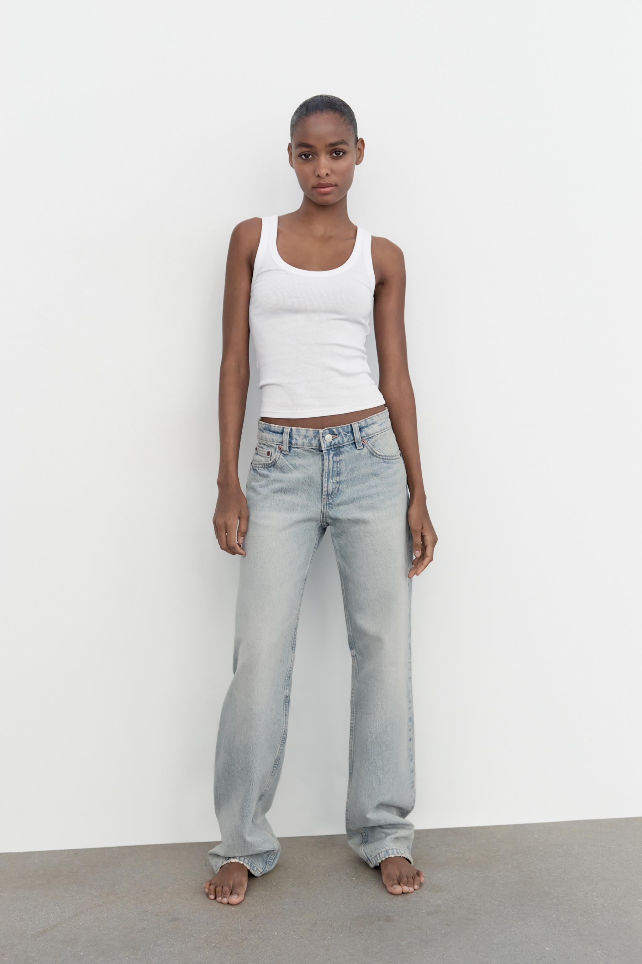 Shop ZARA 2023-24FW HIGH RISE TRF STRAIGHT LEG JEANS (4365/240) by