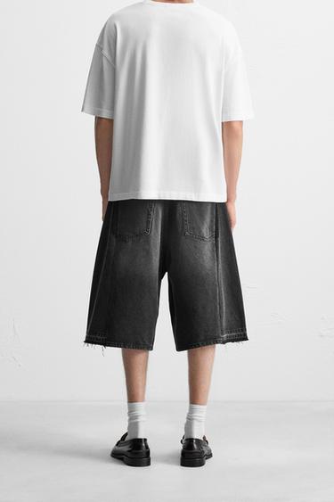 BAGGY FIT DENIM BERMUDA SHORTS - Black by Zara - Image 2