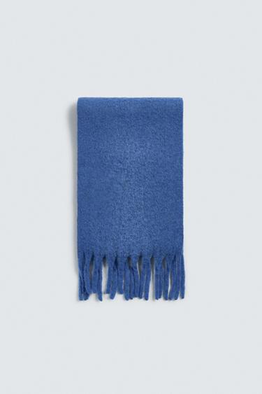 BRUSHED TEXTURE FRINGED SCARF - Bluish by Zara