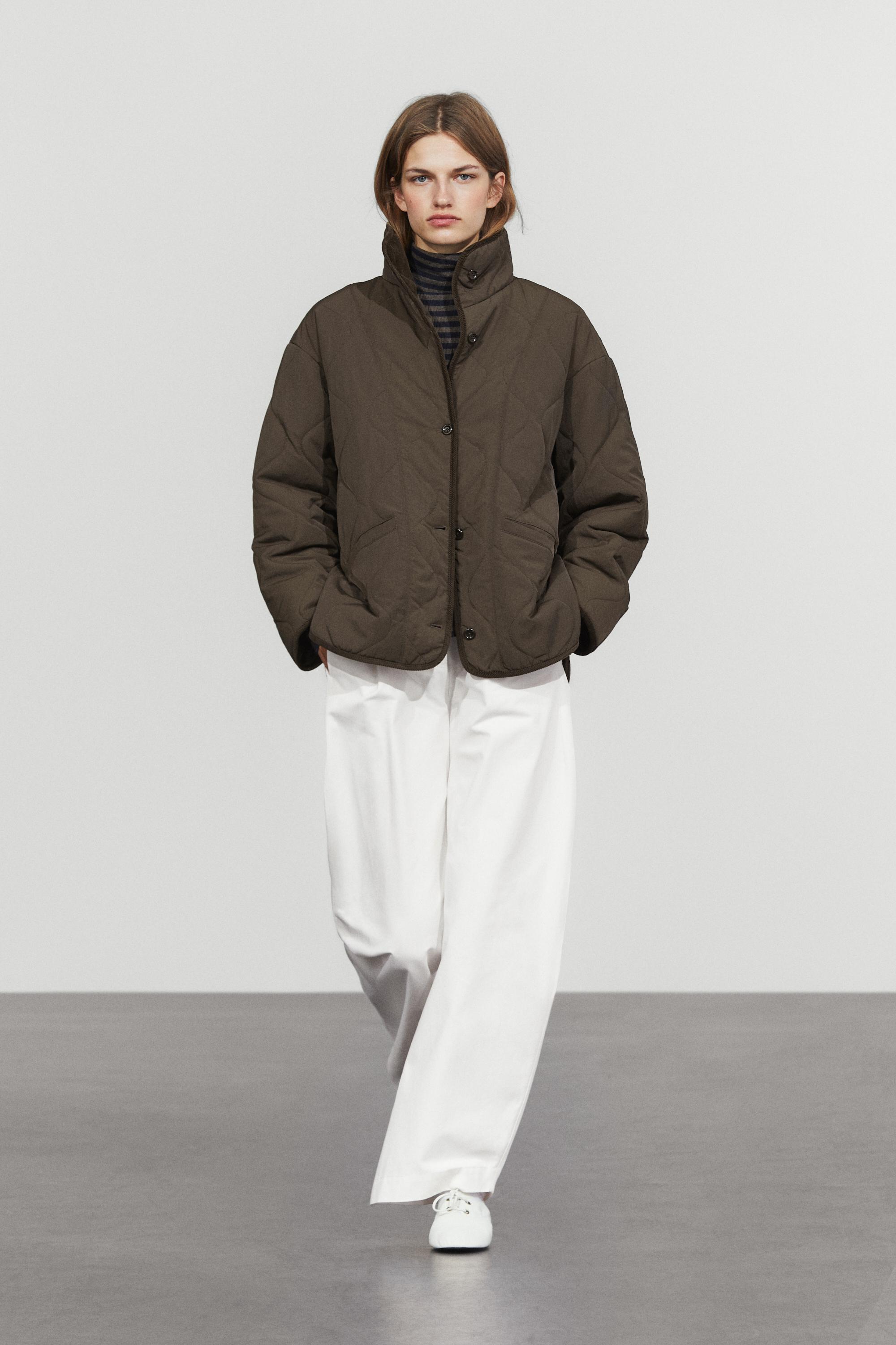 Jacket with wavy stitching detail — Brown
