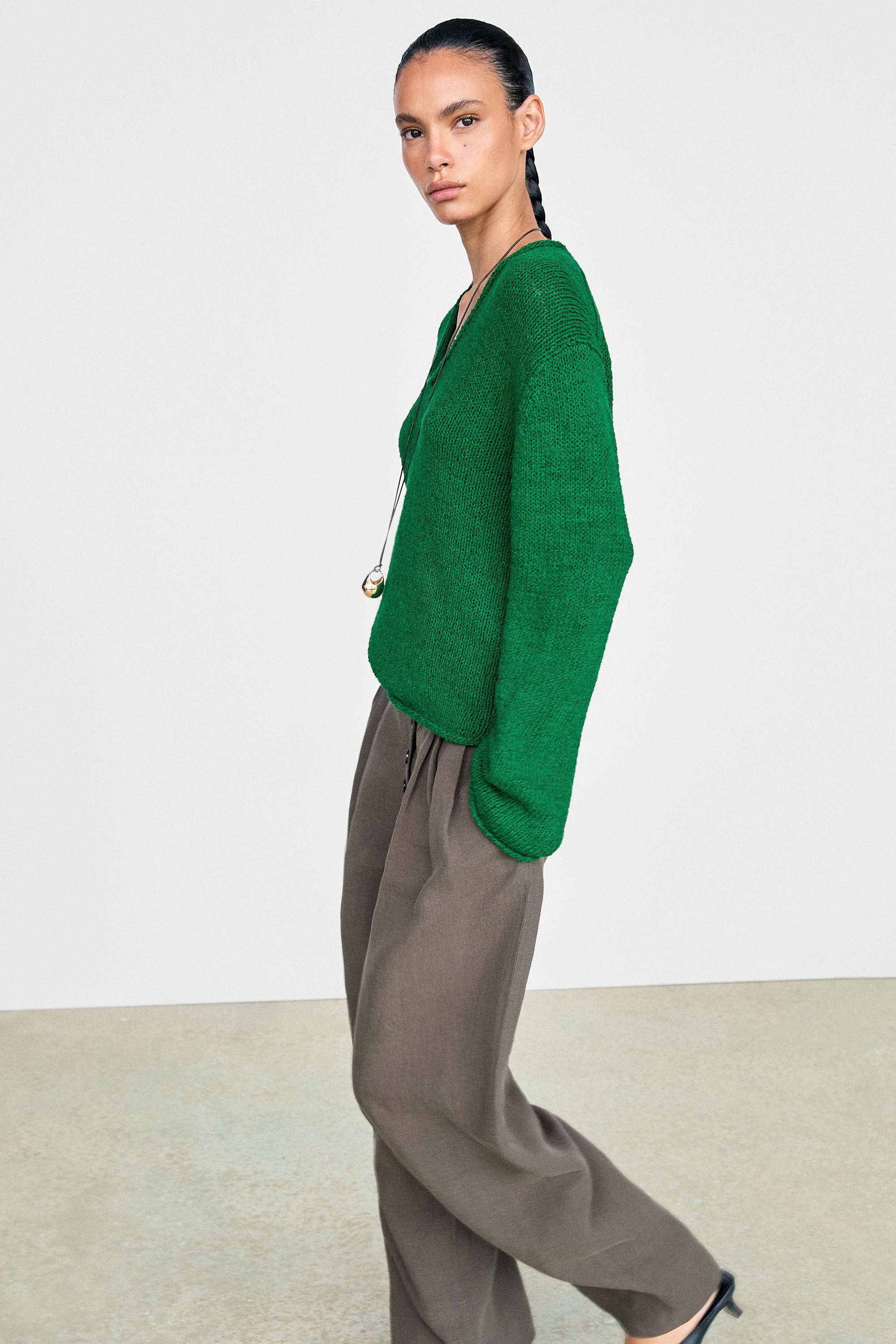 Cotton-blend knit sweater