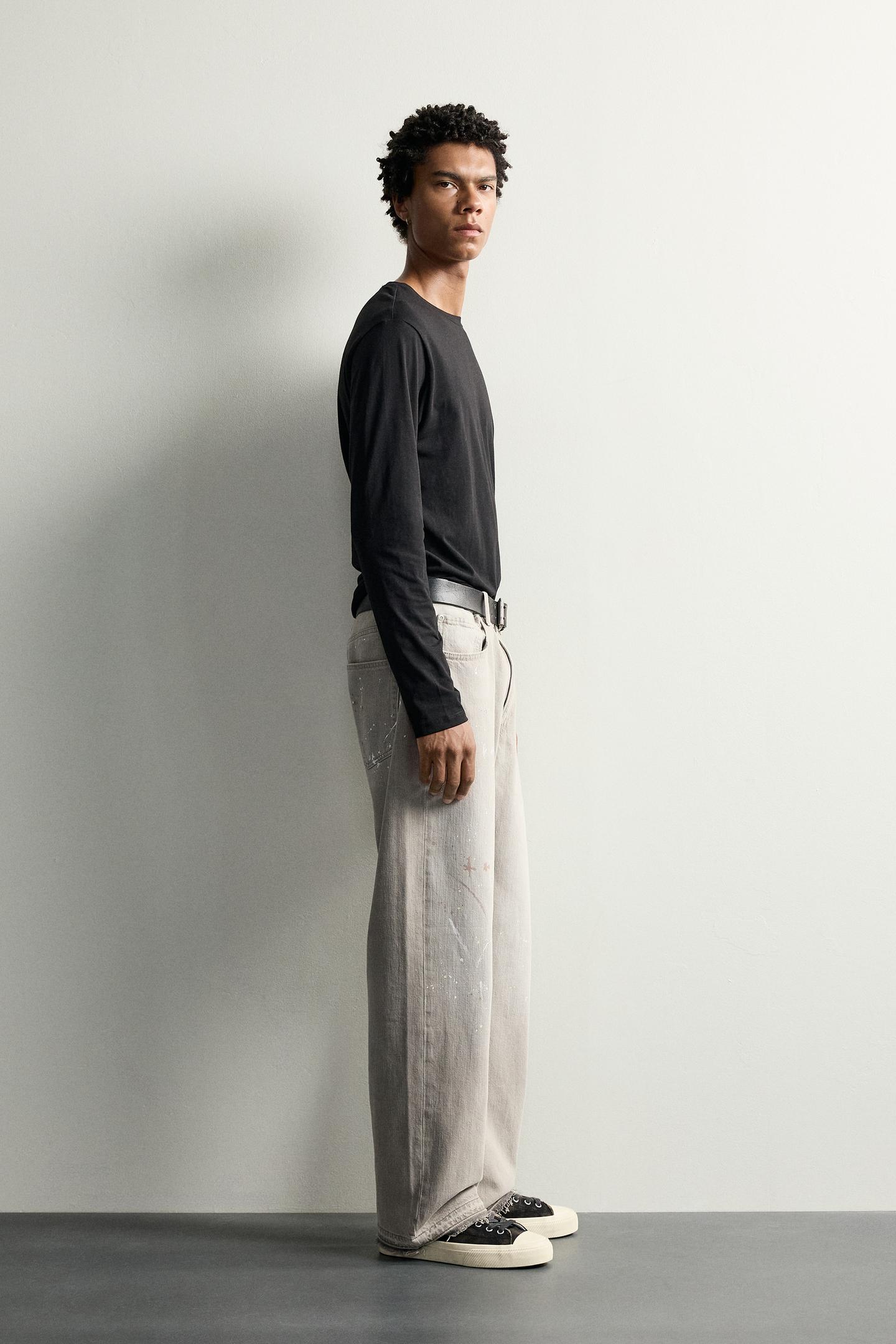 Мужские джинсы Zara Loose-Fit, цвет: Серый — фото 4