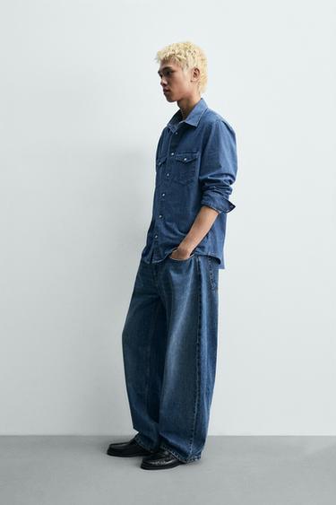 CHEMISE EN DENIM À POCHES - Bleu moyen de Zara - Image 3