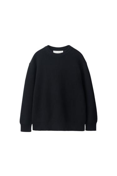 PULL EN MAILLE PERLÉE - Bleu marine foncé de Zara