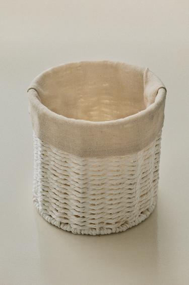 Zara ROUND COTTON-LINED BASKET - White