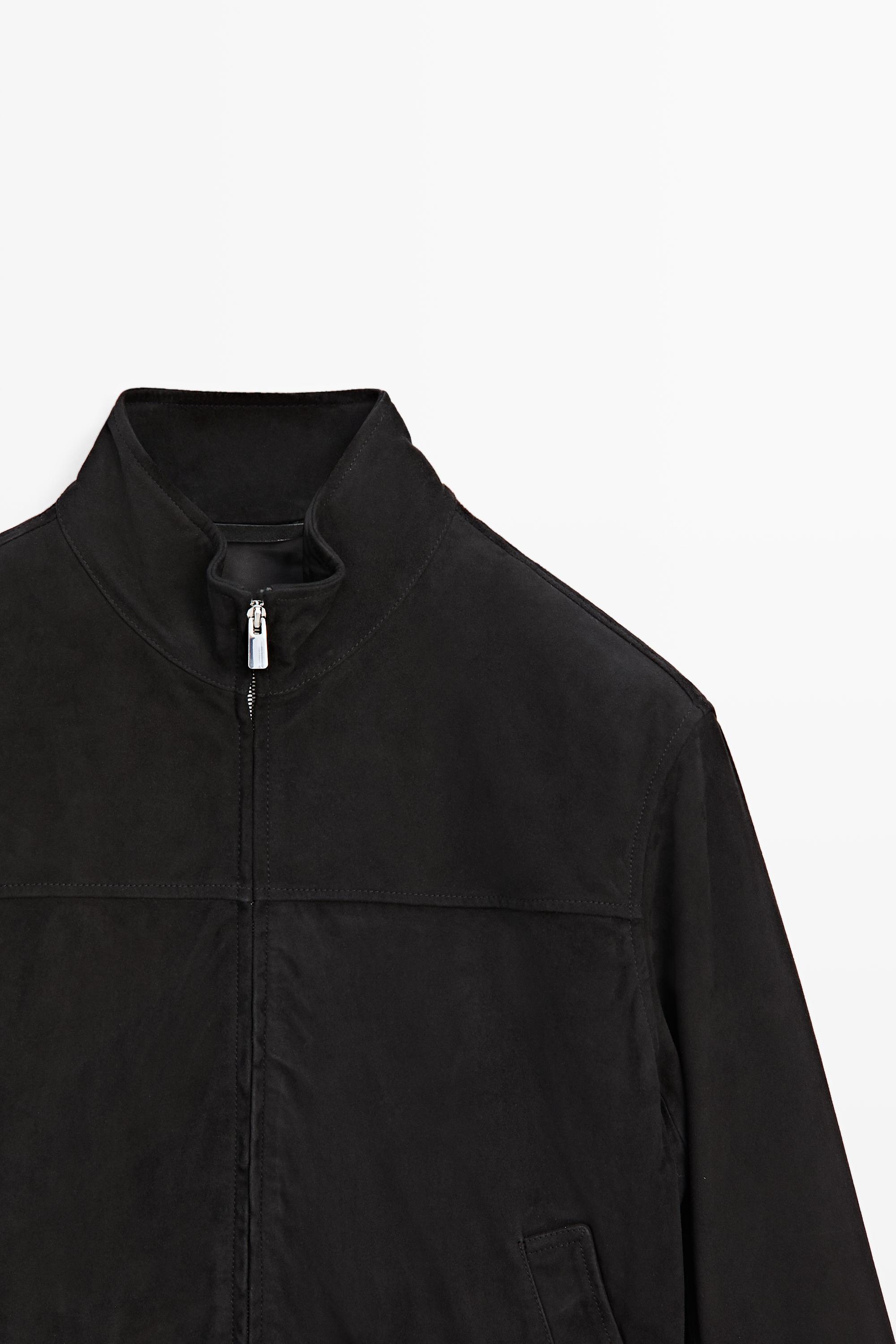 Blouson bomber en cuir effet daim