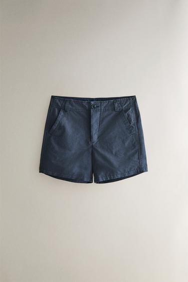 شورت برمودا قطن - أزرق الخاص بـ Zara