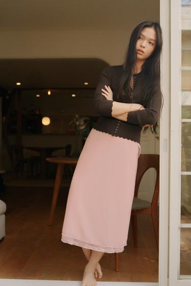 リブニットジャケットブラウンZaraのリブニットジャケット - ブラウン