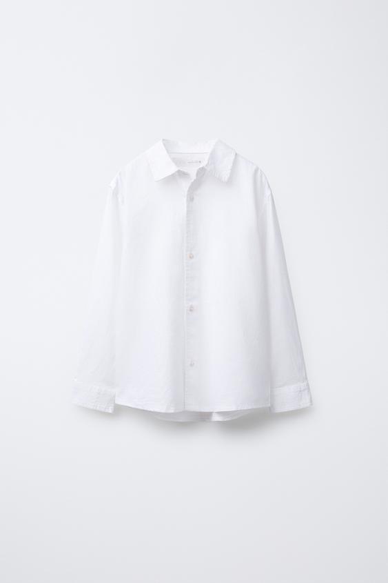 LINEN AND COTTON SHIRT - White by Zara - Image 0