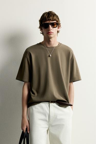SOFT RELAXED FIT T-SHIRT - Olive green by Zara
