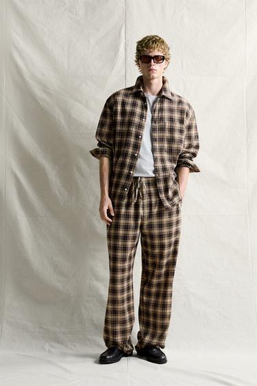 RELAXED FIT CHECK SHIRT - Brown by Zara - Image 0