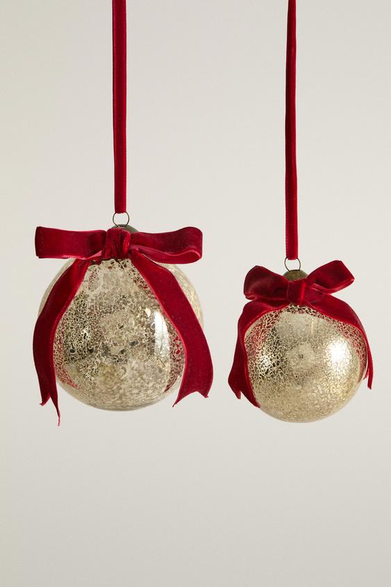 Weihnachtsbaumschmuck Kugel mit Schleife - Silber von Zara - Bild 0
