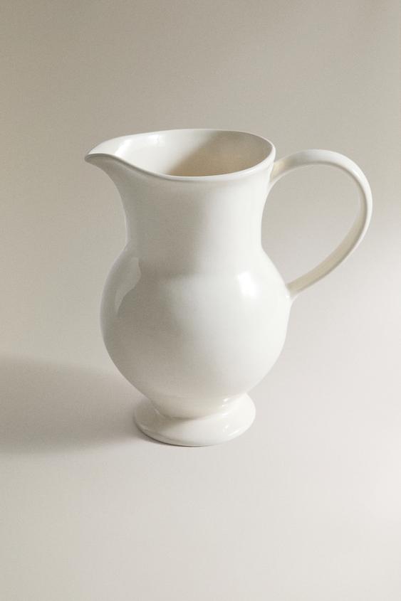 DECORATIVE CREAM CERAMIC JUG - Cream by Zara - Image 0
