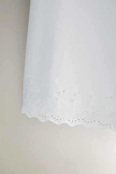 CHEMISE DE NUIT COTON DÉTAILS BRODÉS - Blanc de Zara - Image 4