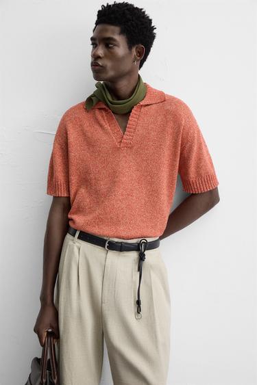 CONTRAST KNIT POLO SHIRT - Red by Zara - Image 5