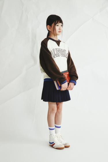 벨트 핀 스트라이프 스커트 - Zara 네이비