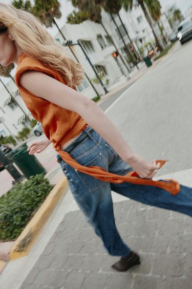 SATIN TOP WITH BOW - Burnt orange by Zara - Image 2