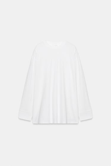 CONTRAST CUFF T-SHIRT - White by Zara