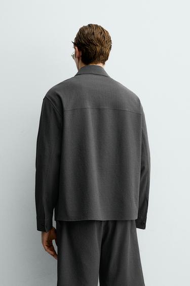 SURCHEMISE RELAXED FIT TEXTURE IRRÉGULIÈRE - Gris foncé de Zara - Image 2