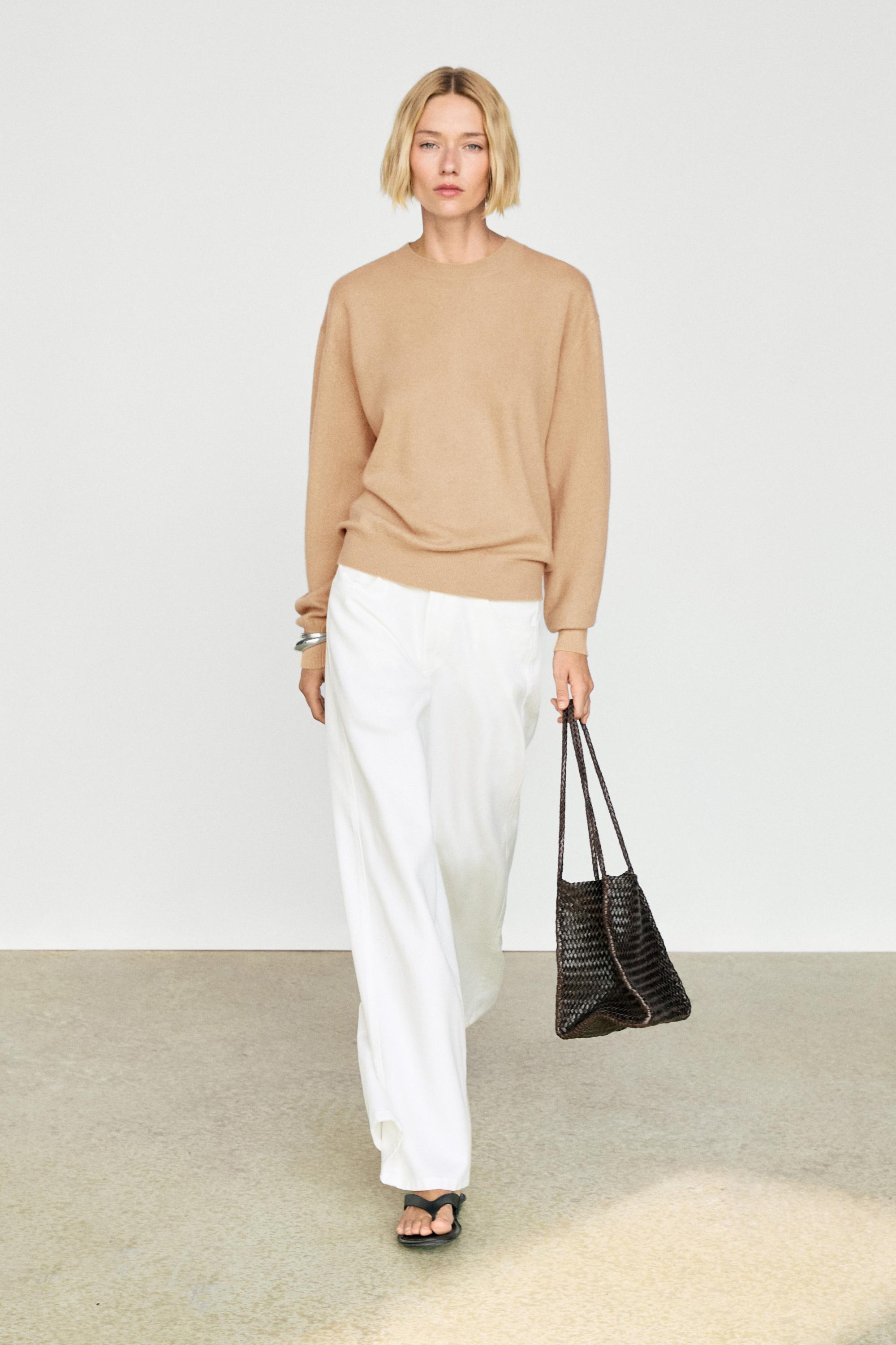 100% cashmere long sleeve sweater — Dark mink
