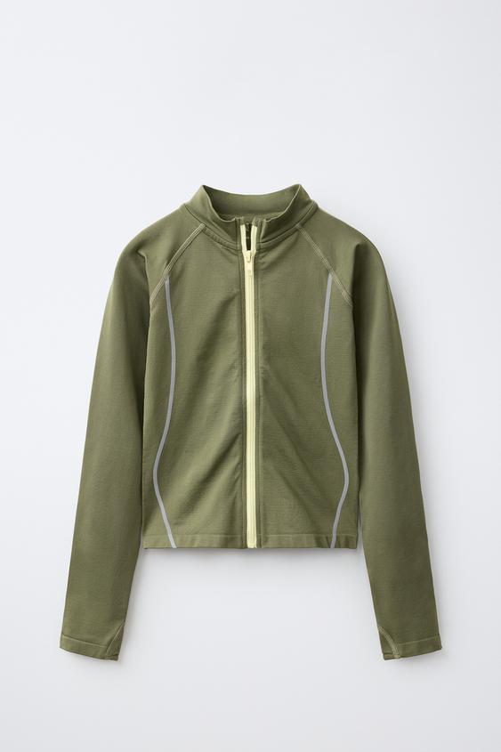 SUDADERA CREMALLERA SEAMLESS SPORTY - Khaki de Zara - Imagen 0