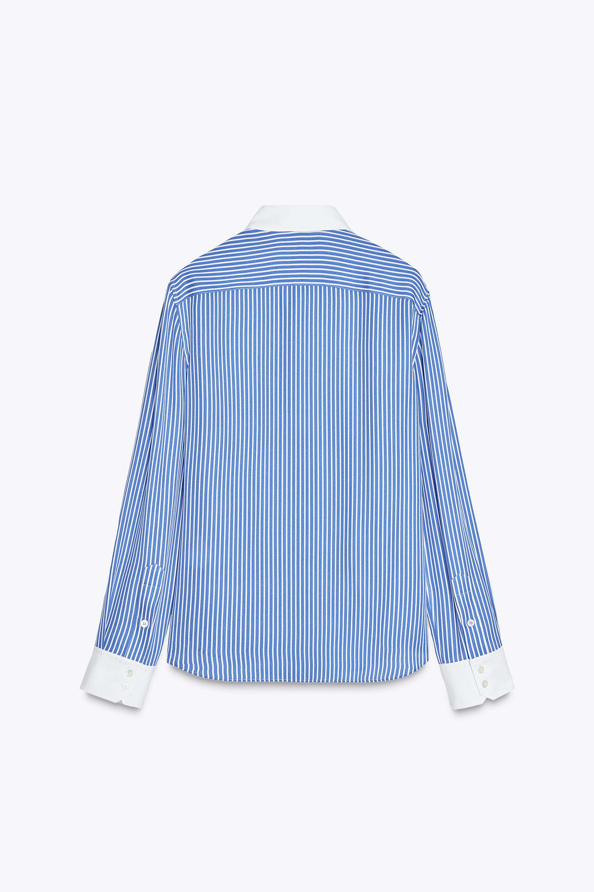 ZW COLLECTION ストライプ シルクシャツ - 青色/白色 | ZARA