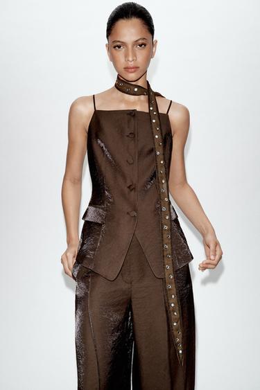 FOULARD MIROIRS COUTURES CONTRASTE - Marron de Zara - Image 0