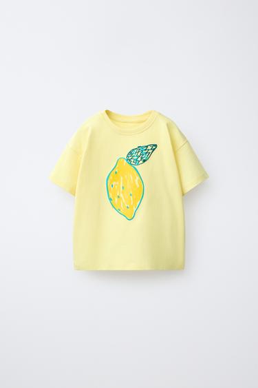 FRUIT PRINT AND EMBROIDERY T-SHIRT - Yellow by Zara