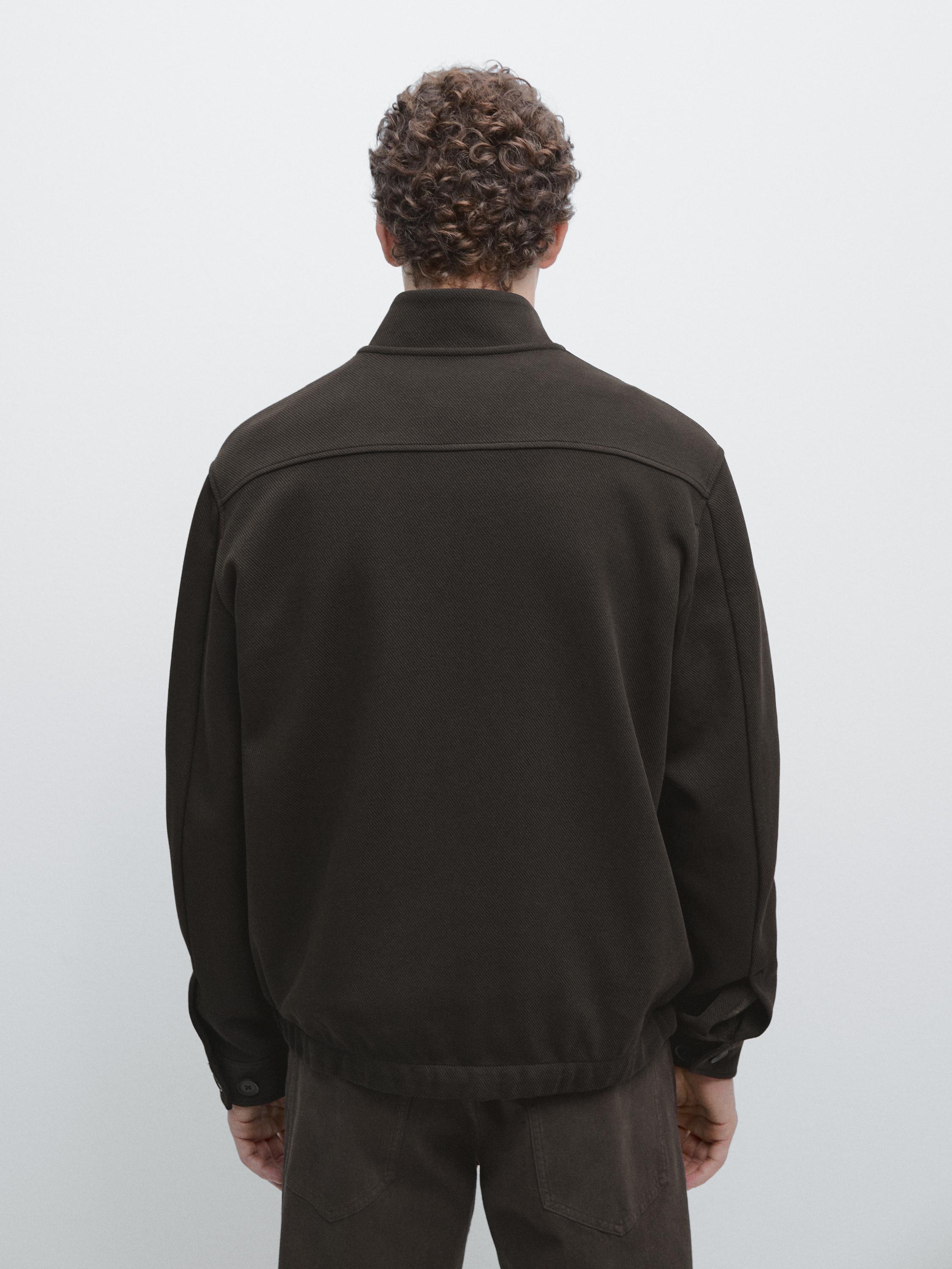 Cotton blend zip-up knit cardigan