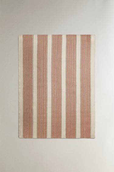STRIPED COTTON AND JUTE RUG - Red by Zara - Image 2