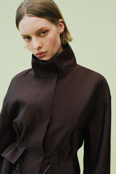 VESTE COL MONTANT TAILLE AJUSTABLE - Marron de Zara - Image 5