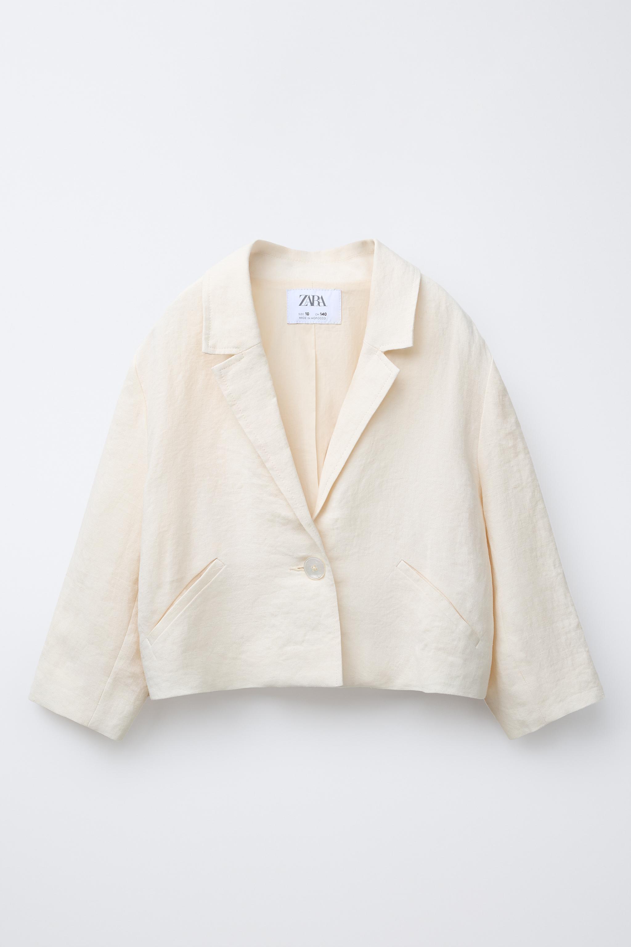 ZARA - クロップドブレザー フラップ 白 Lサイズの通販 by shop