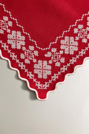 CHRISTMAS PLACEMAT WITH GEOMETRIC EMBROIDERY - Red by Zara - Image 2