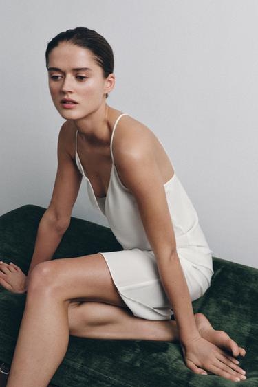 ROBE-FOURREAU À BRETELLES MULTIPOSITIONS - Blanc cassé de Zara