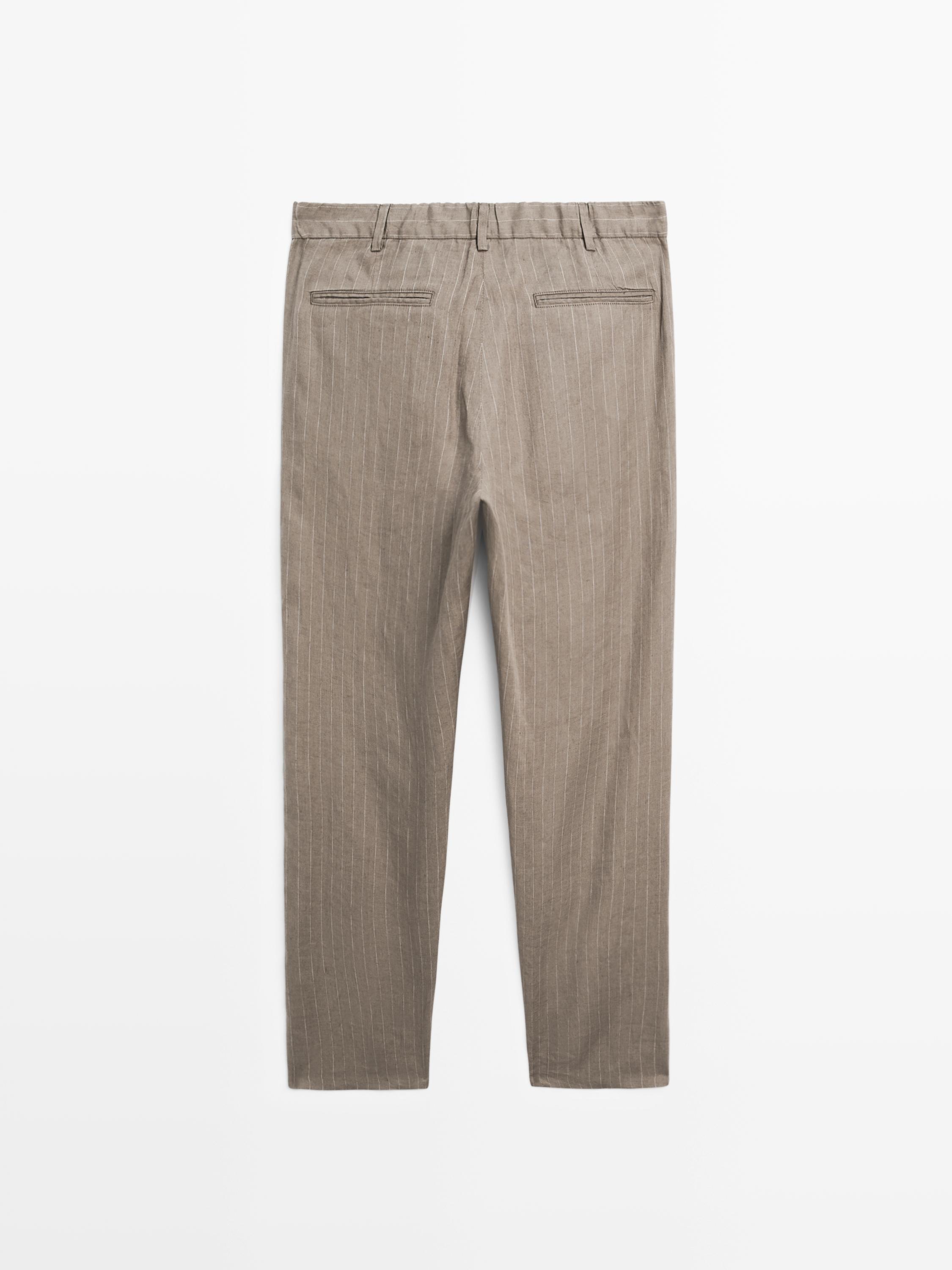 100% linen striped trousers