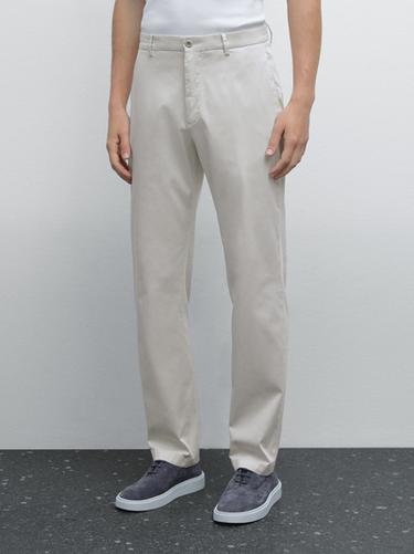 Pantalón slim fit mezcla algodón - Gris de Zara