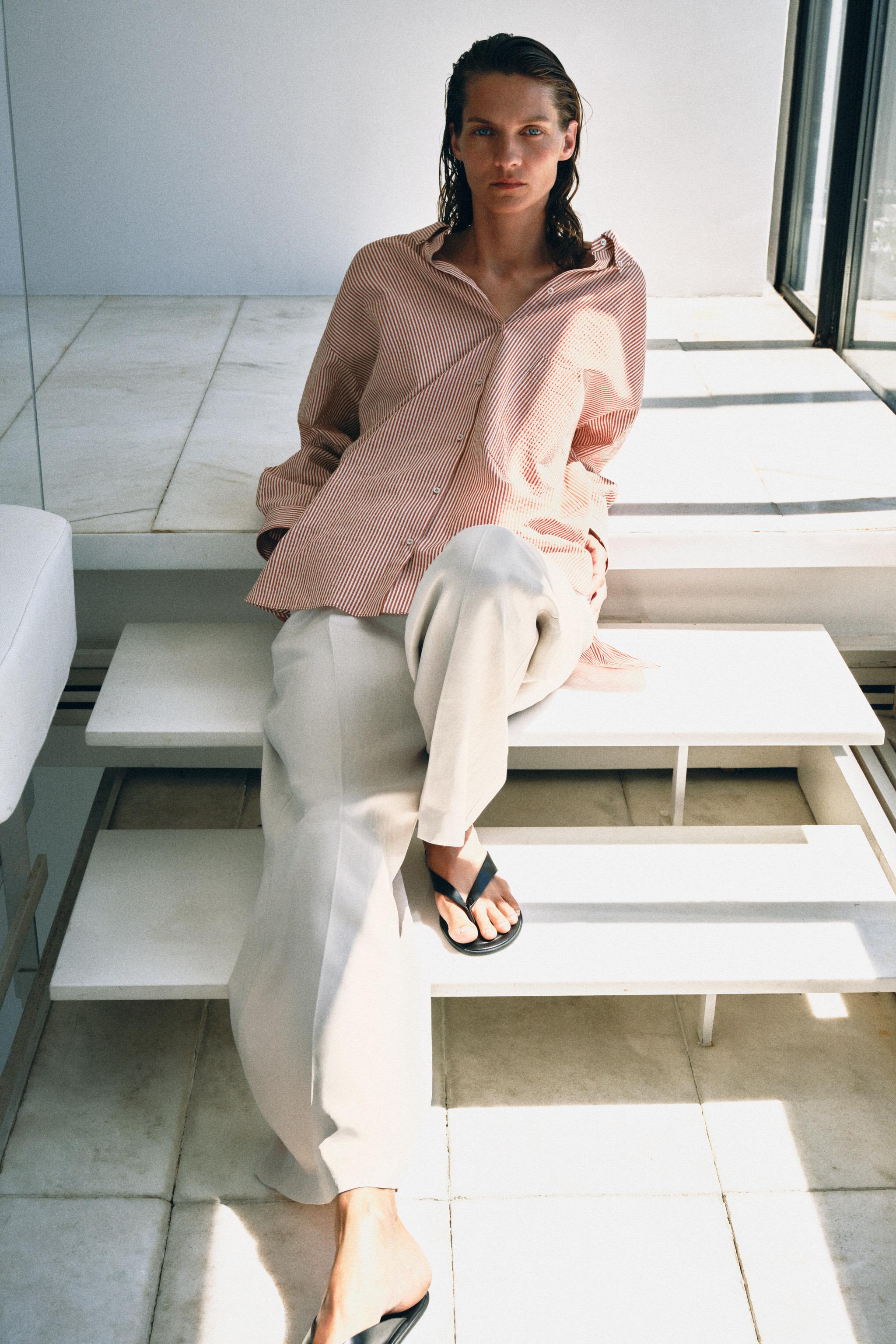 BACK BUTTON SHIRT ZW COLLECTION — white-orange