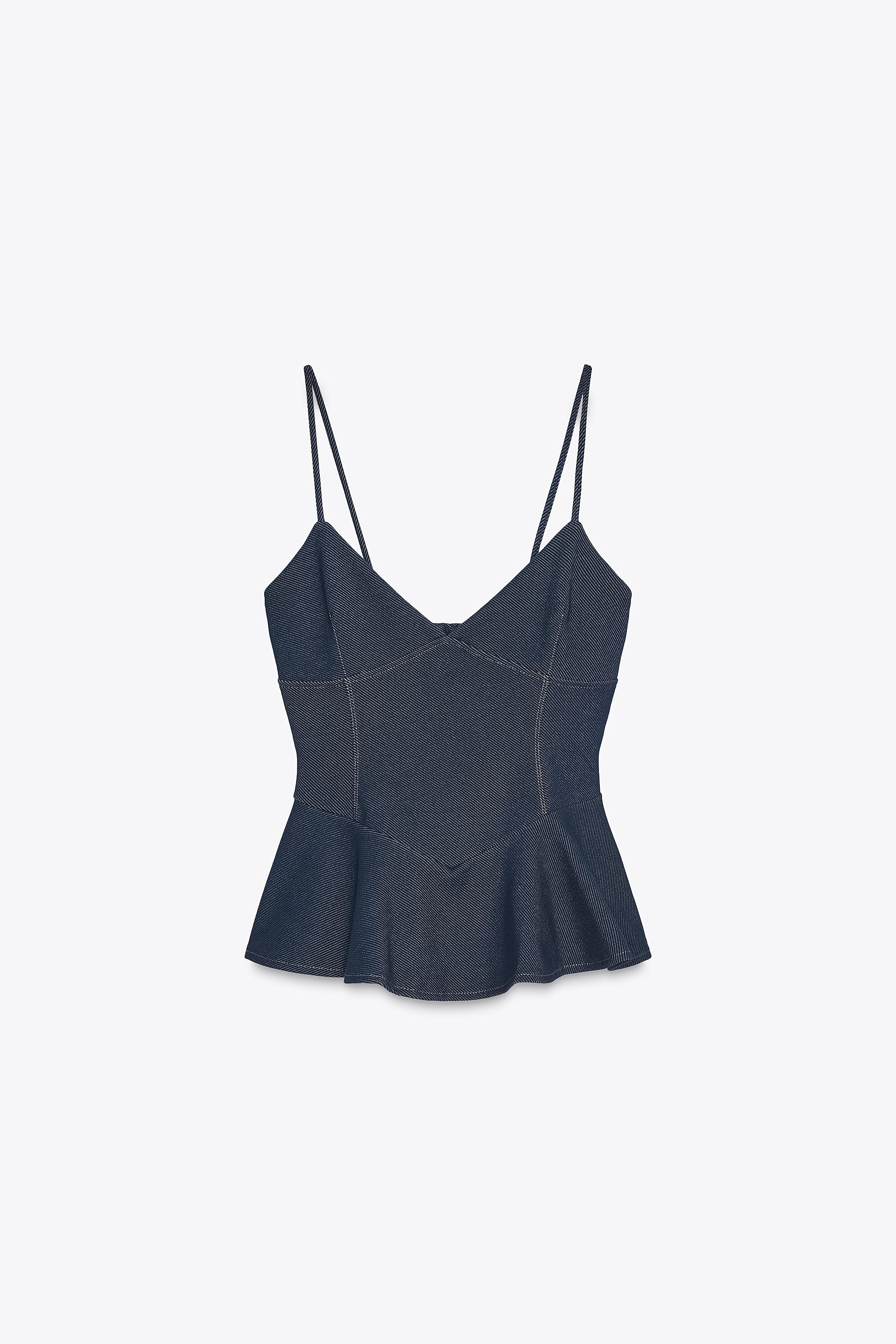TWILL PEPLUM TOP - Indigo | ZARA United States