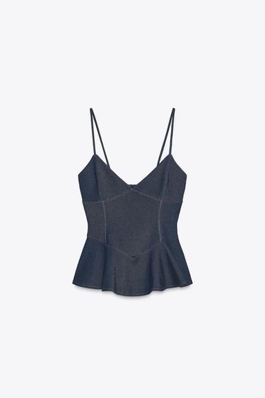 TWILL PEPLUM TOP - Indigo by Zara - Image 4
