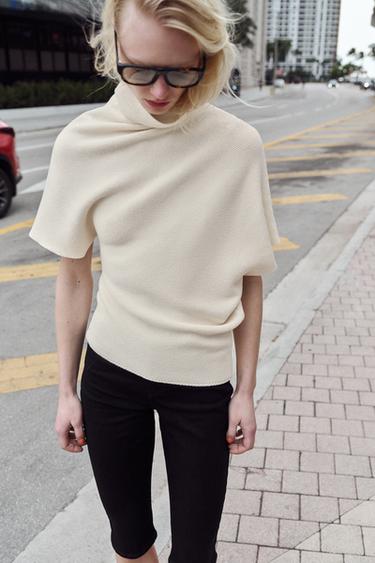 ASYMMETRIC KNIT JUMPER - Ecru by Zara