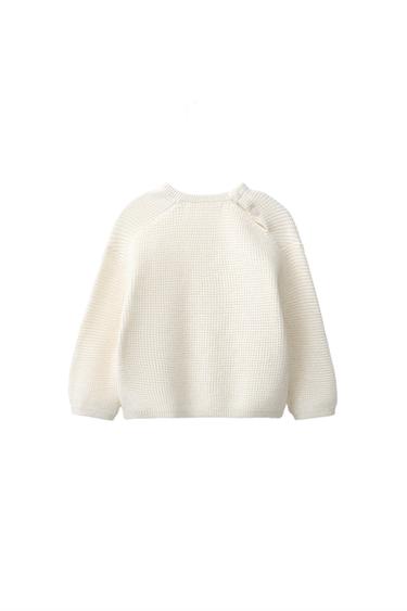 KNIT SWEATER WITH CROSS STITCH DETAILS — Light beige 2